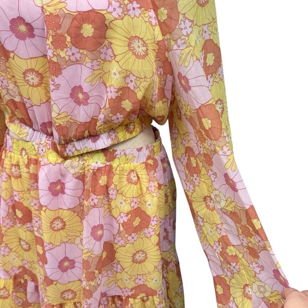 Steve Madden Cadi Floral Long Sleeve Mini Dress Size Large Multicolor NWT - Picture 5 of 11